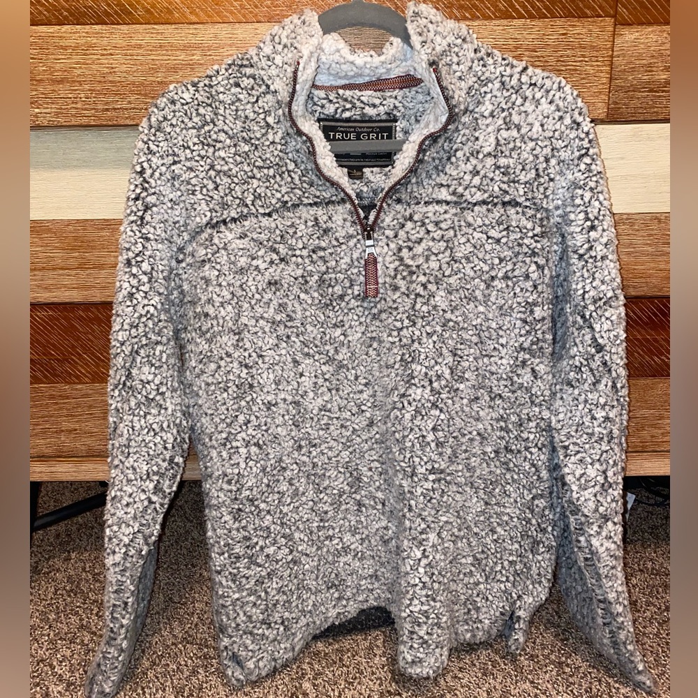 Black and White Fluffy True Grit 1/4 Zip Pullover